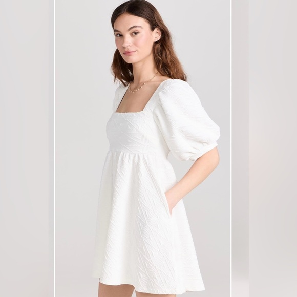 Free People White Puff Sleeve Mini Sundress - Picture 2 of 7